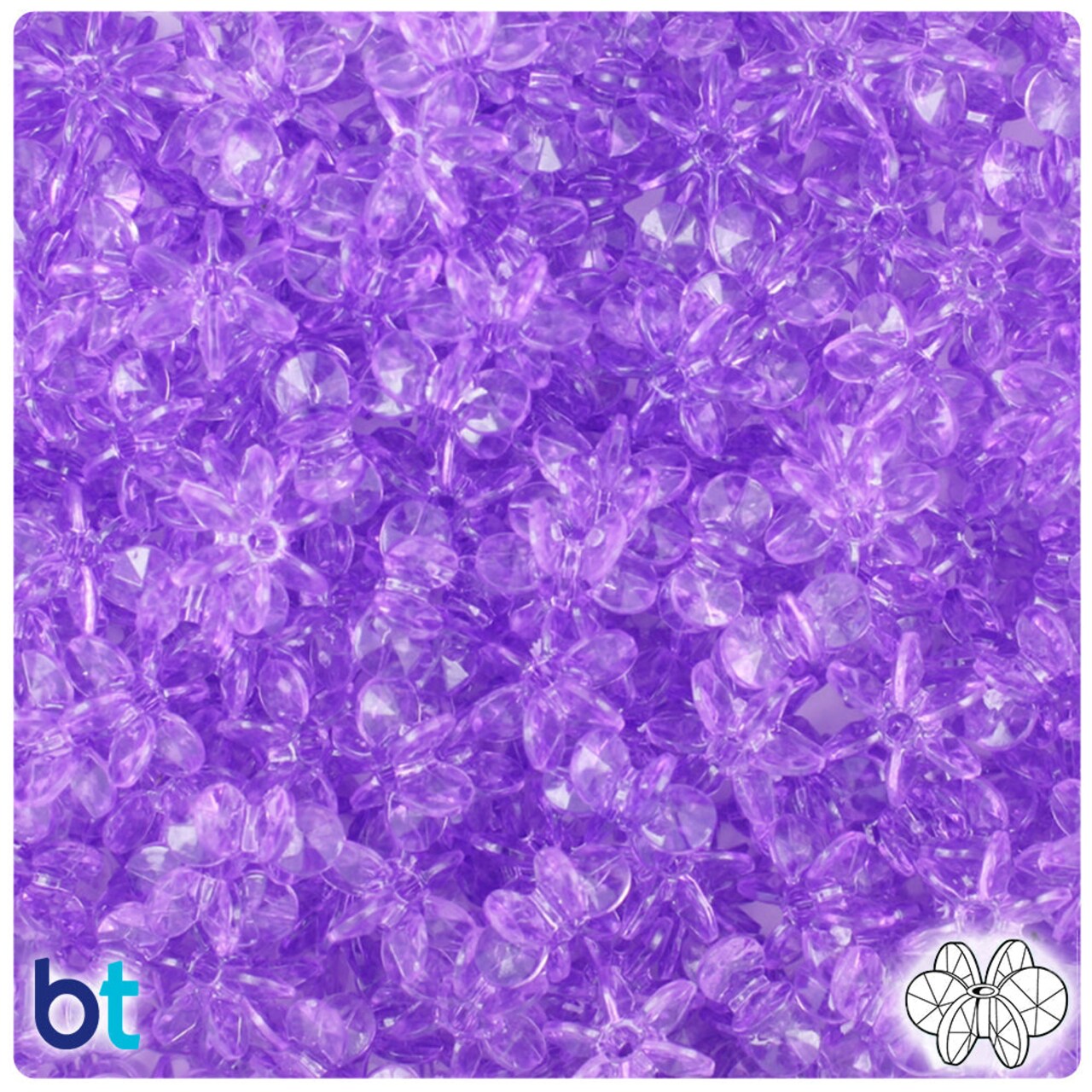 BeadTin Light Amethyst Transparent 10mm SunBurst Plastic Craft Beads (450pcs)